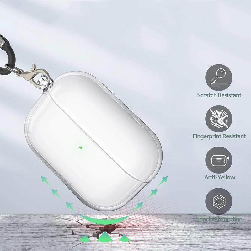 Чехол для Airpods с крючком, защитный прозрачный чехол для Airpod Pro, чехол из ТПУ