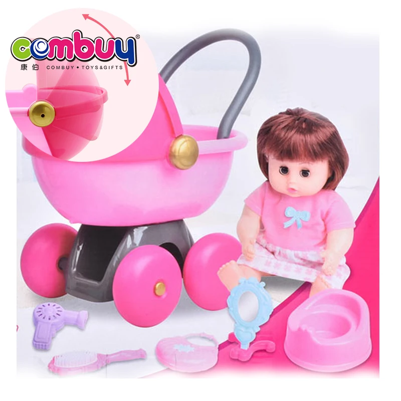 Infant pretend play game toilet walking baby doll trolley toy
