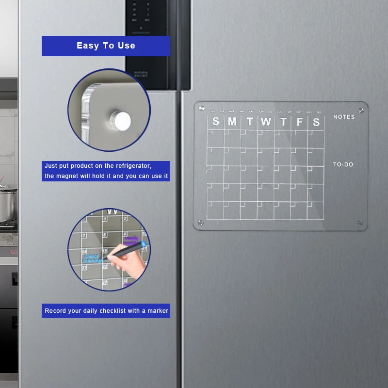 Size Customizable Calendar Transparent Plastic Acrylic Dry Erase White Board Magnetic Whiteboard With Stand