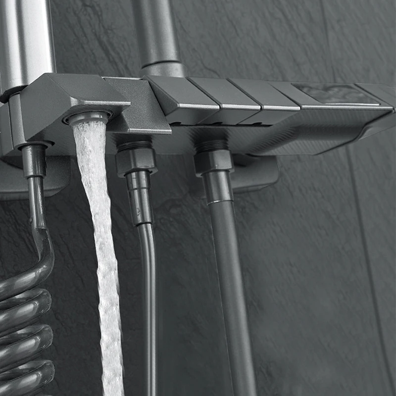 Bathroom Full Set Black White Gray Bathtub Shower System Rain Pressurized Digital LED Shower Sets Hot Cold Shower Faucet