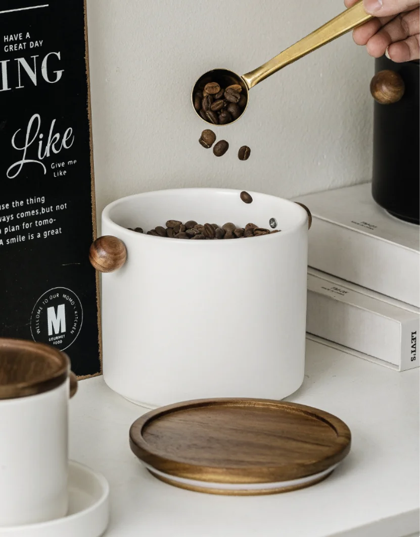 Coffee Powder Beans Ceramics Tea Cans sealed Jars Food Grade Candy Jars Moisture-proof Kitchen Cereals Snack Storage Boxes