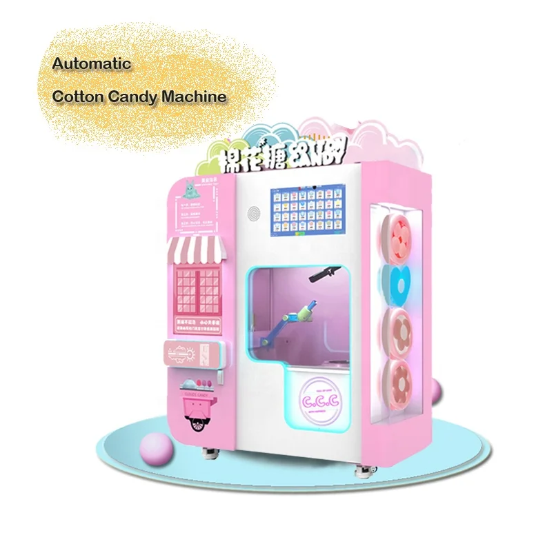 Snack Commercial Self Full Automatic Flower Cotton Candy Floss Making Vending Machine For Cotton Candy