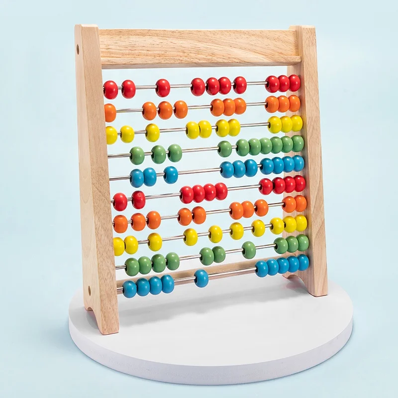 Wholesale New Design High-Quality Wooden Rainbow Abacus Frame Numbers Counting Colorful Calculating Beads Toys