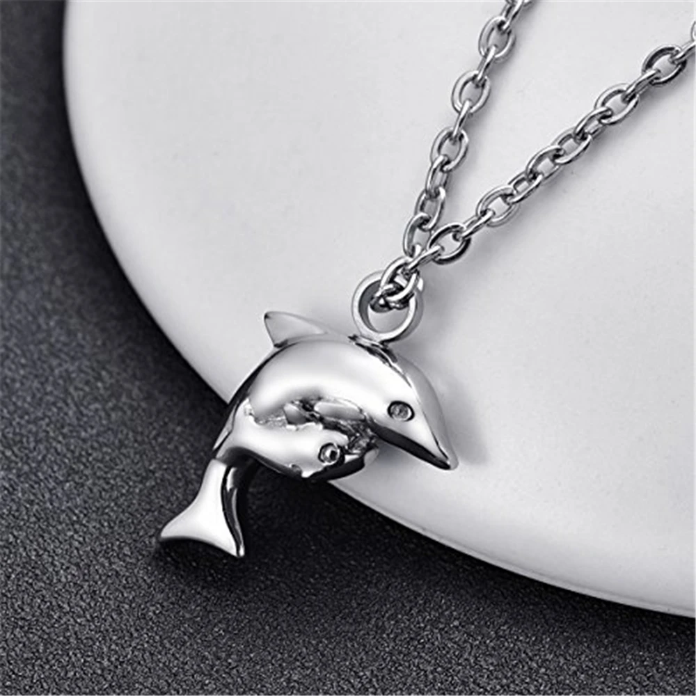 Double Dolphin Cremation Jewelry Memorial Keepsake Ashes Holder Pendant