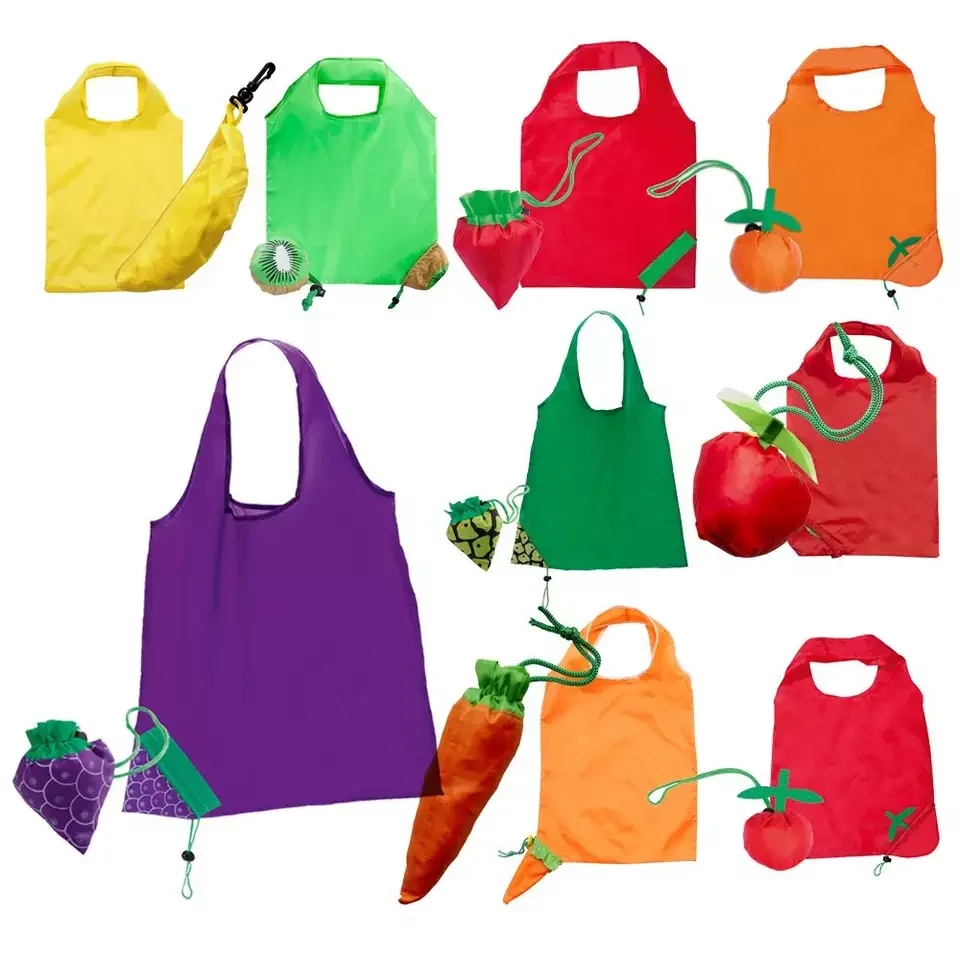 Wholesale Grocery Eco-friendly Pouch Foldable Ripstop Nylon Bags Reusable Folding Polyester Shopping Bag