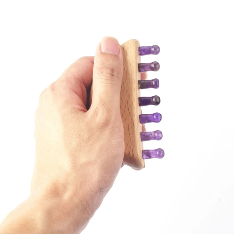 Jade Comb for Head Massage Natural Guasha Stone Scraping Hair Comb Scalp Care Massage Tool Spa Acupuncture Relaxation