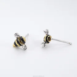 Custom OEM Jewelry 18K Gold Plated Customised Colorful Enamel 925 Sterling Silver Bee Stud Earrings For Women