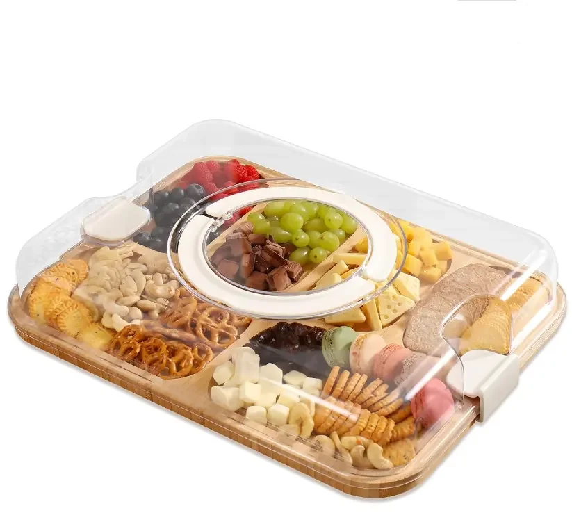 Разделочная доска с крышкой портативные разделочные доски для кухни Бамбуковая сыра закуски 6 отделениями