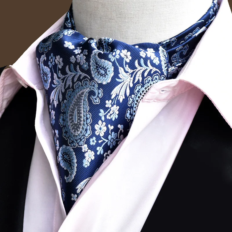Hot Selling Ascot Ties for Men Paisley Floral Ascot Classic Self Tie Mens Cravat Ascot Ties for Wedding