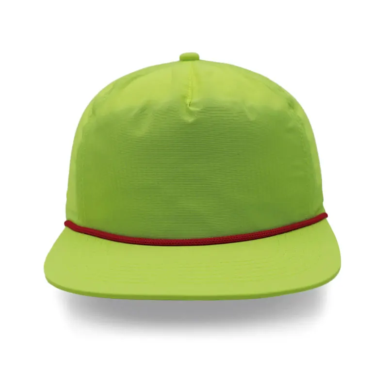 Custom Design Baseball Cap Unstructured Hip Hop 5 Panel Custom Snapback Cap Hat with Rope