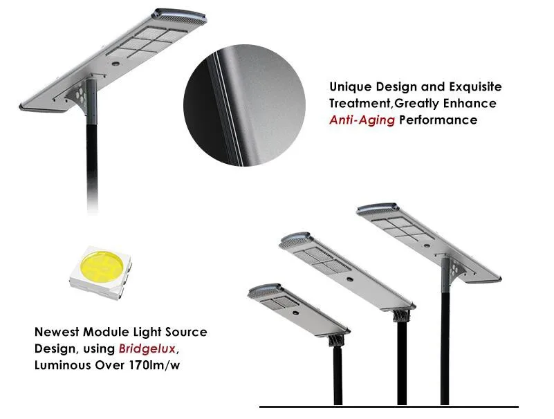 All In One Solar panel LED Street Light 40W  IP65 For Outdoor Lighting with  Motion Sensor and remote control