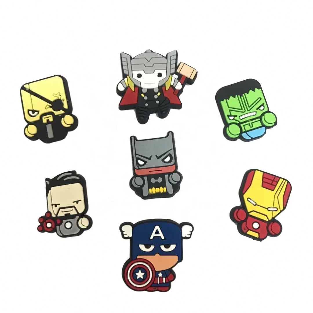 
Superhero Croc Charm Superman Custom Captain America Logo Insect DIY Para Bulk 3D Shoe Croc Charm Charms 