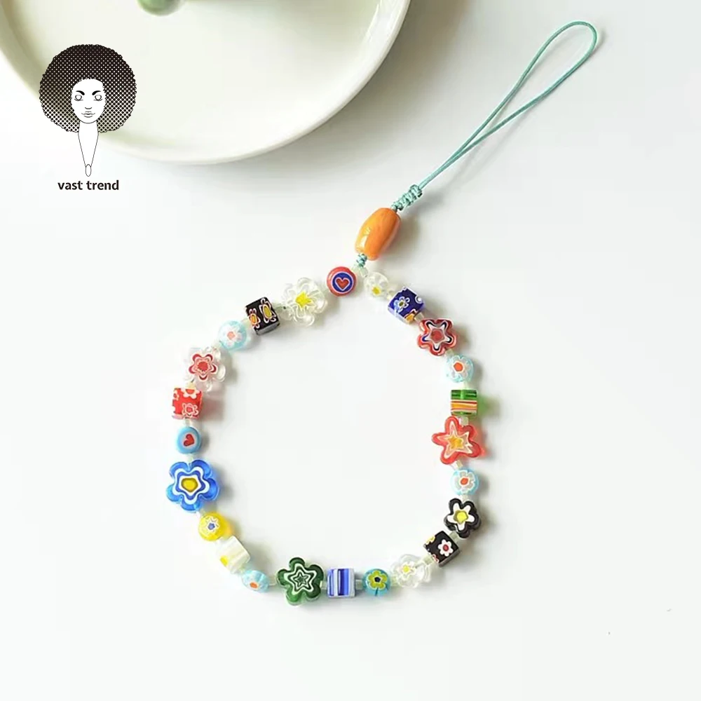 Ретро контрастные разноцветные сшитые мягкие керамики фрукты в этническом стиле рисовые бусины в богемном стиле Радужная смола со смайликом