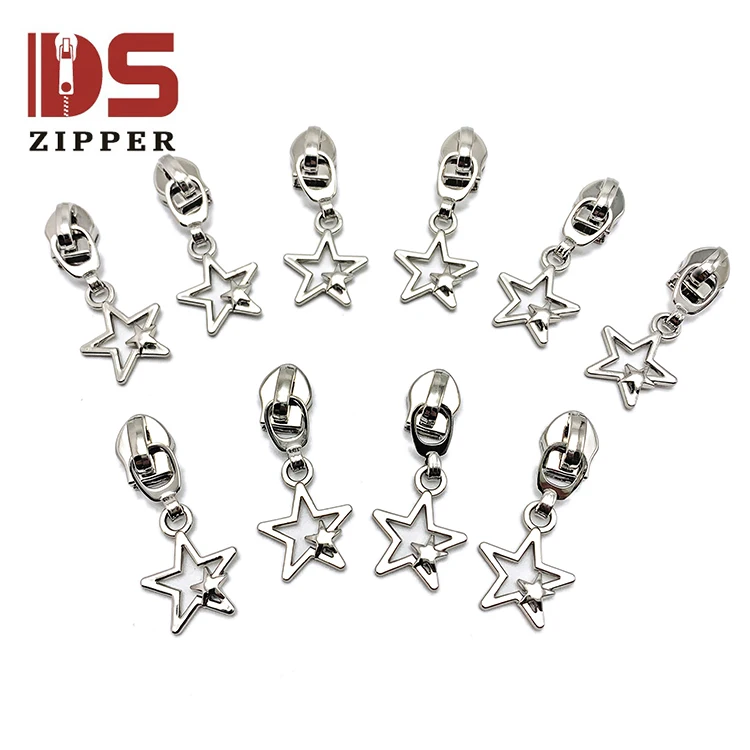 Creative and customizable rainbow color golden star pull tab zipper can be used for nylon plasticzipper