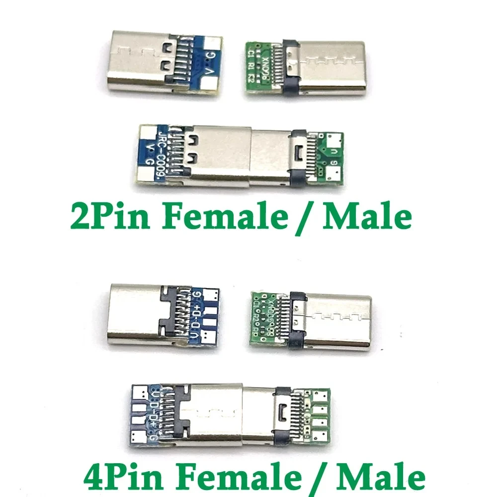 2P 4P USB 3.1 type c male/Female Connectors Jack Tail usb Male Plug Electric Terminals welding DIY data cable Support PCB Board