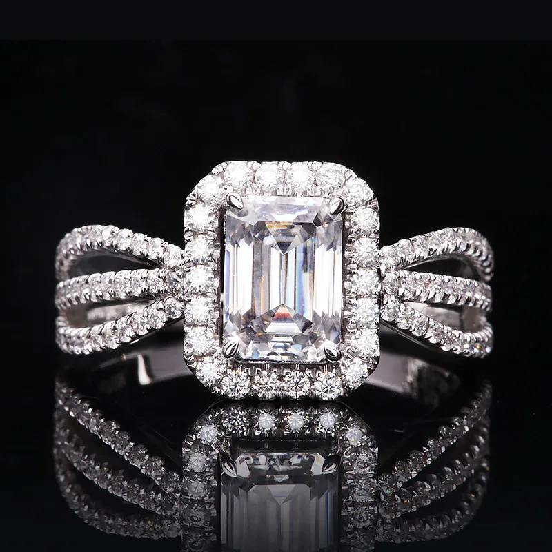 1.5ct E VS1 Emerald Cut Lab Grown Diamond Jewelry New Product Wedding Ring Gold Jewelry PT950 Platinum Emerald Cut Diamond Ring