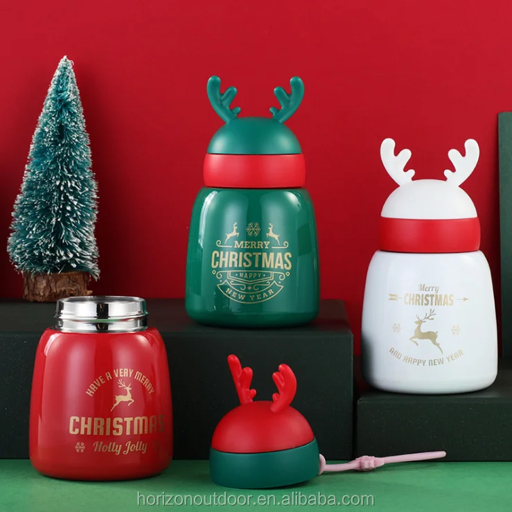 Big belly creative cute fun Christmas elk insulation Cup small cute pet antler water cup fall proof water bottle