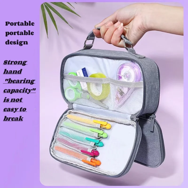 Wholesale large capacity canvas multi-layer pencil bags multi-functional pencil bags for students