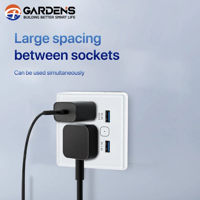 Garden Packing Customaizaed Tuya Smart Wifi Socket Plug EU Standard Dual USB Port Universal With WIFI 5 Holes Glass Panel