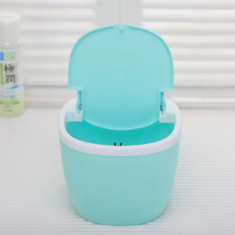 Modern Plastic Mini Trash Can with Lid - Wastebasket for Bathroom Vanity  Desktop Tabletop or Coffee Table