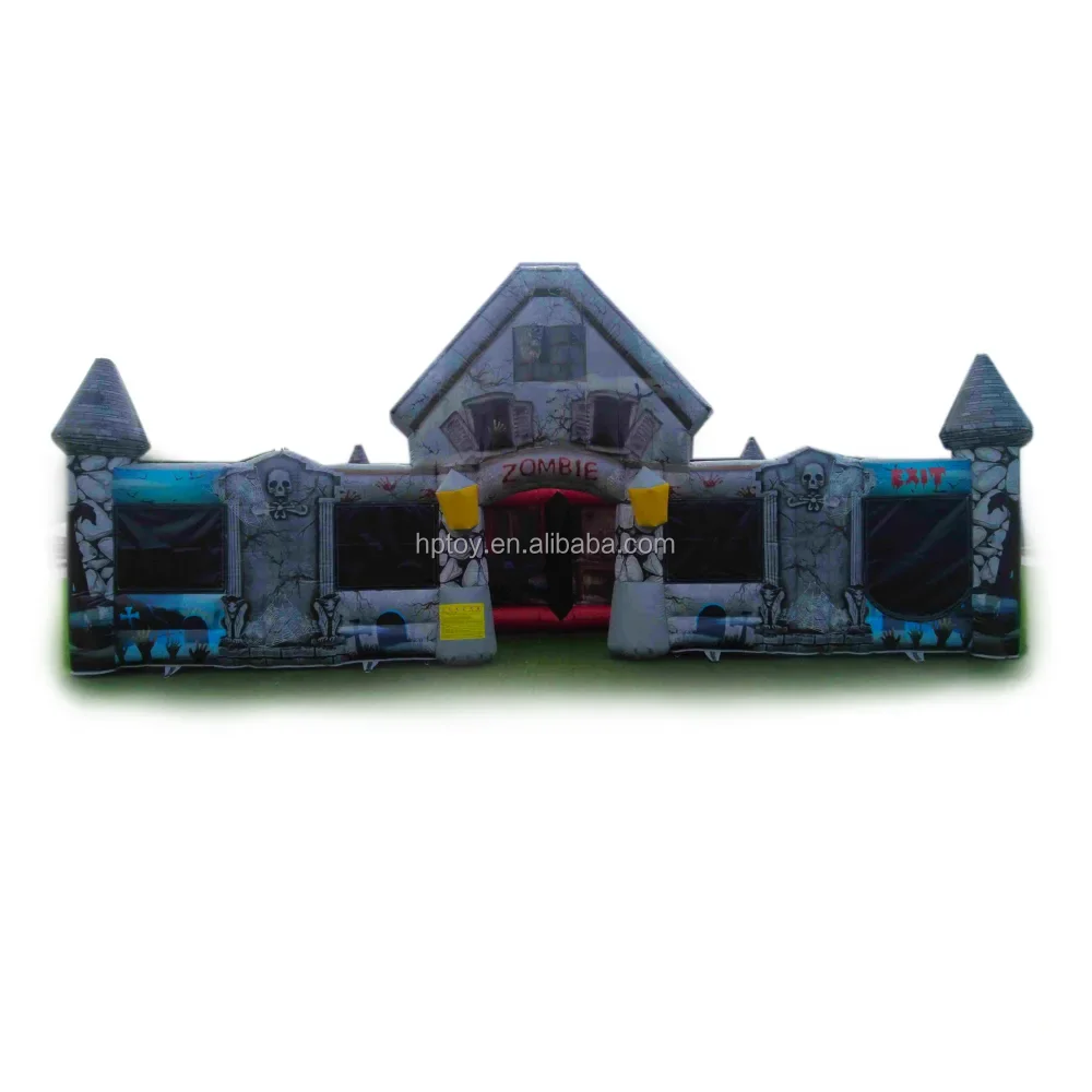Popular Zombie design inflatable Halloween maze haunted house inflatable obstacle course Escape room for sale