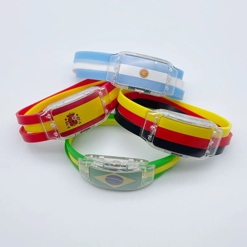 New arrival Qatar World Cup Flag bracelet LED light-emitting silicone wristband flag bracelet for Germany World Cup