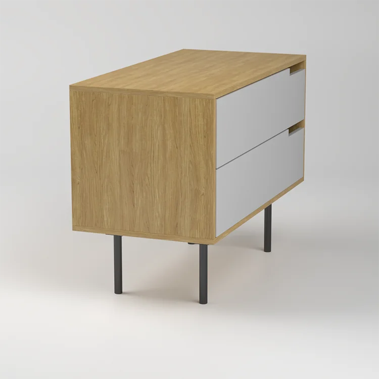 High End Luxury Free Standing Large Drawers Storage Night Stands Table Metal Legs Wood Bedroom Bedside Table