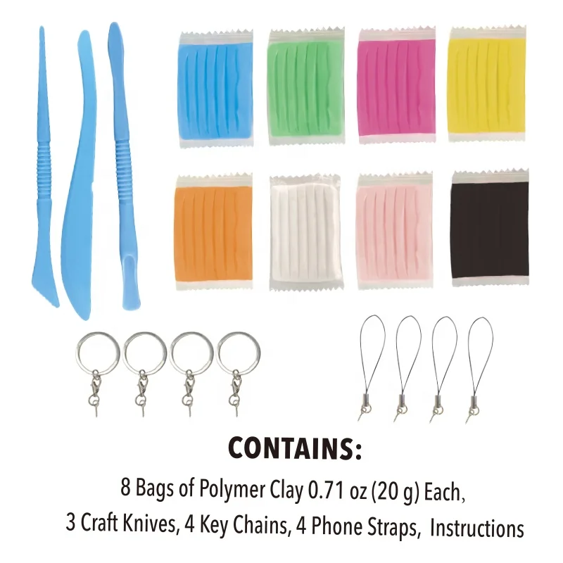 Microwaveable Polymer Clay Charms DIY Craft kits Slime art Oven Bake Clay Polymer Clay Charm Pendant Key Rings