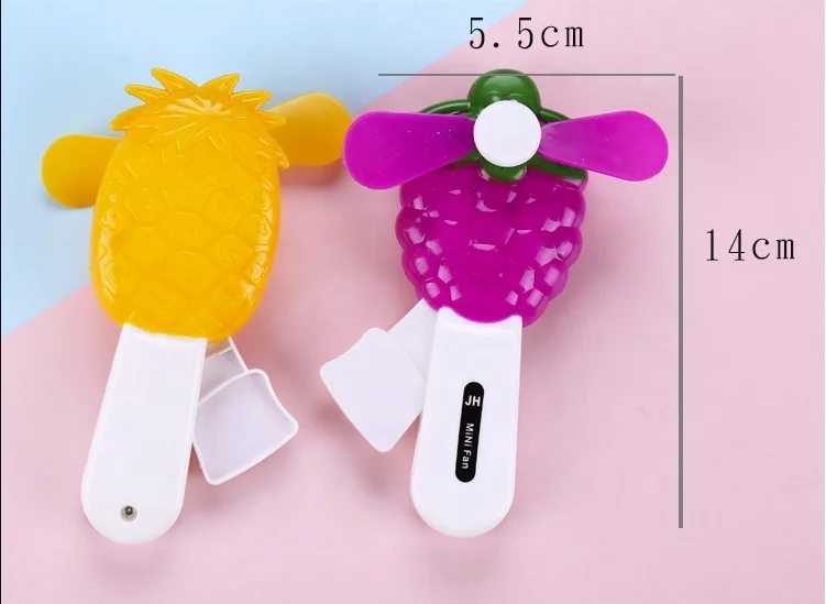 Creative Colorful Gift Small Fan Hand held Cartoon Fruit Portable Hand Pressure Summer Mini Fan with Soft Blade