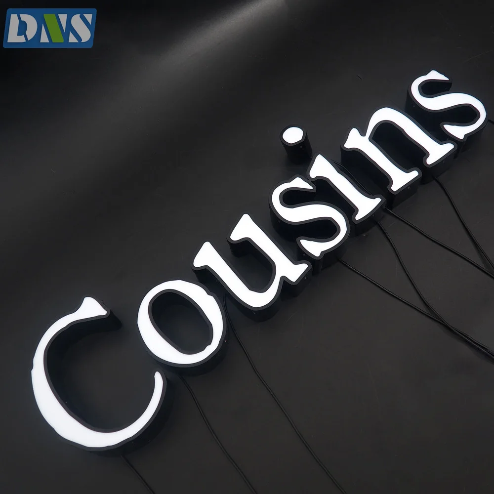 signboard custom letters signs led acrylic logo storefront shop front 3d board with lead light frontlit channel letter sign