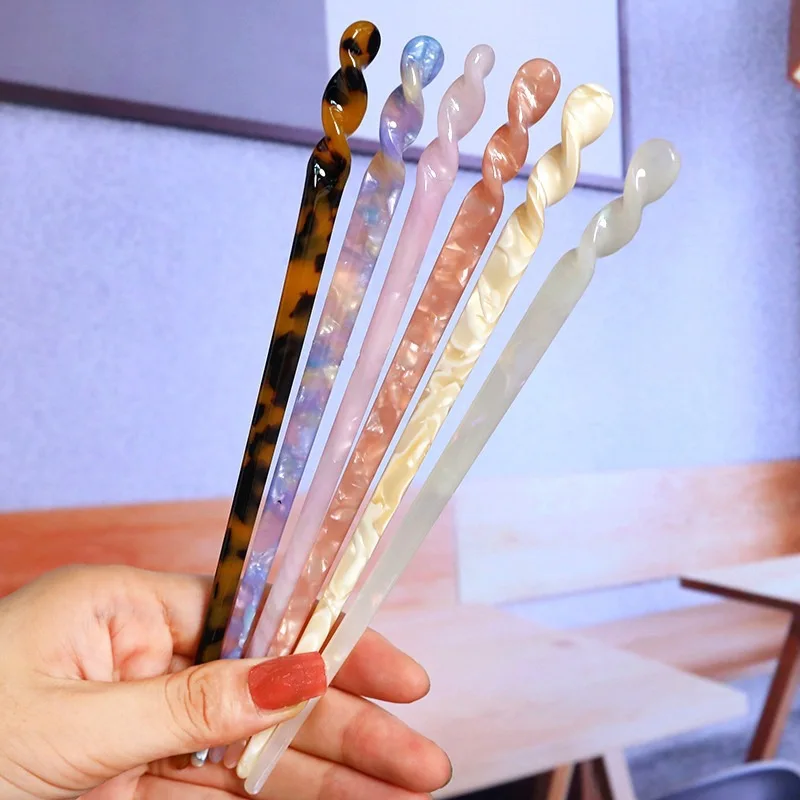 New Fashion Style Hair Sticks Vintage Acetate Chopstick Women Hairpins Wedding Hair Clip Jewelry Accessories