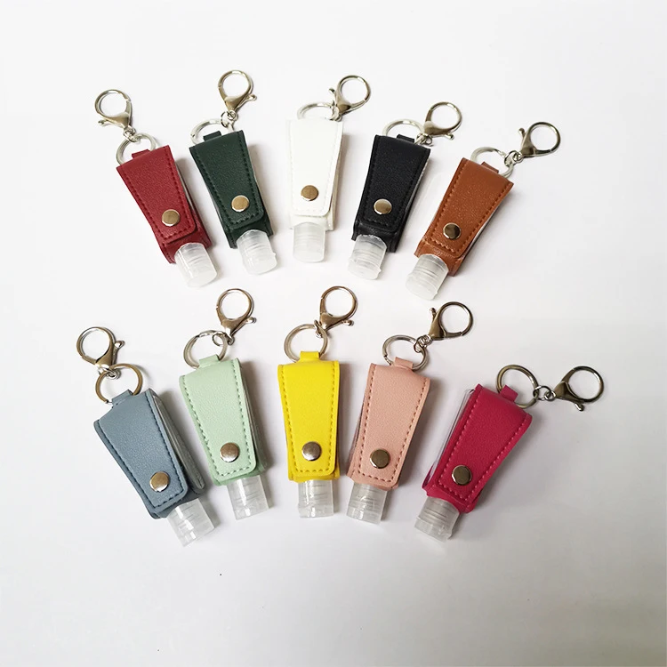 Macarons color PU sanitizer holder Hot Sale high quality Key chain In Stock