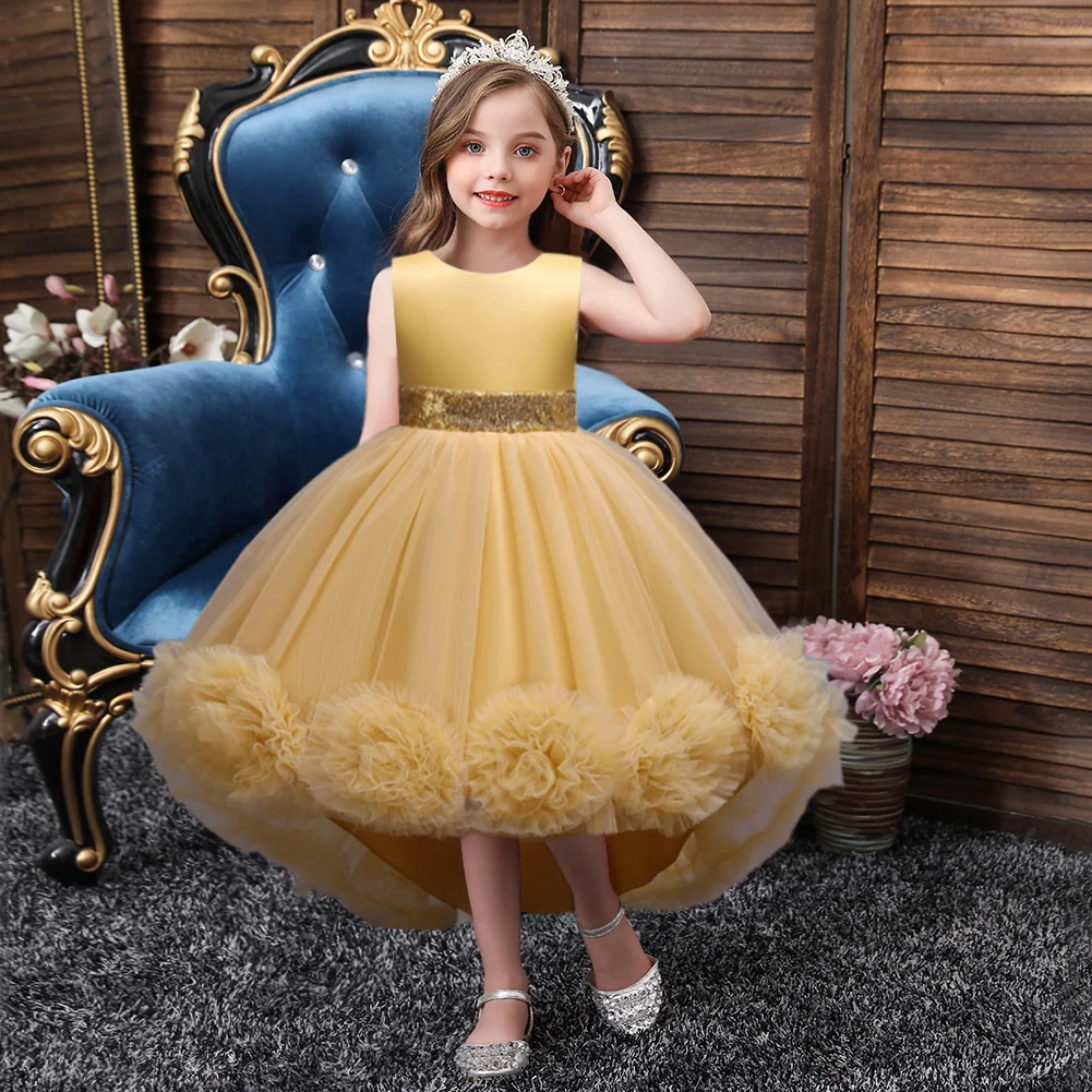 Элегантные для девочек 10 лет; Платья вечеринки одежда рождественские платья с коротким передом и длинной со шлейфом платье выпускного