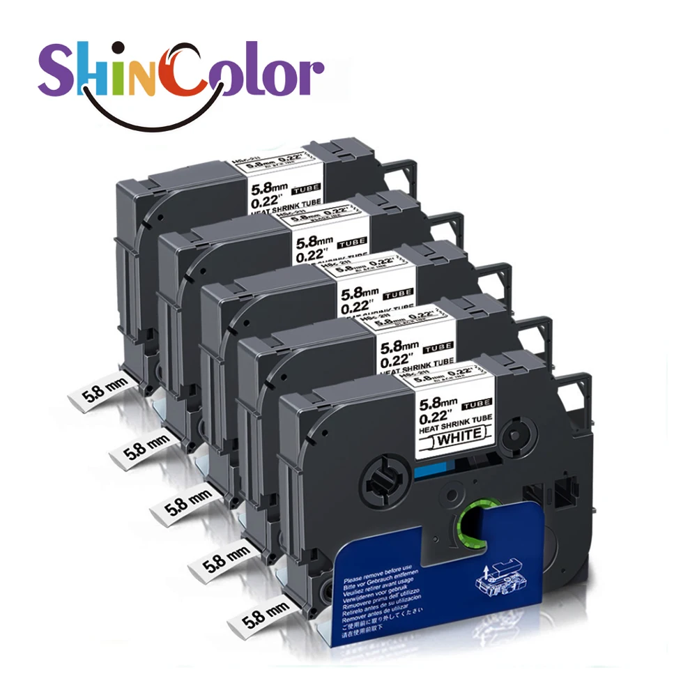 ShinColor черный на белом 5 8 мм Hse-211 термоусадочная трубка совместимая с лентами Brother Hs211 Hse211 этикетка