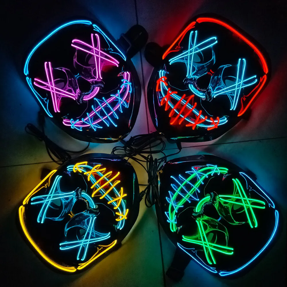 Halloween LED cold light props script werewolf kill party Jump tide play V face new double color light mask