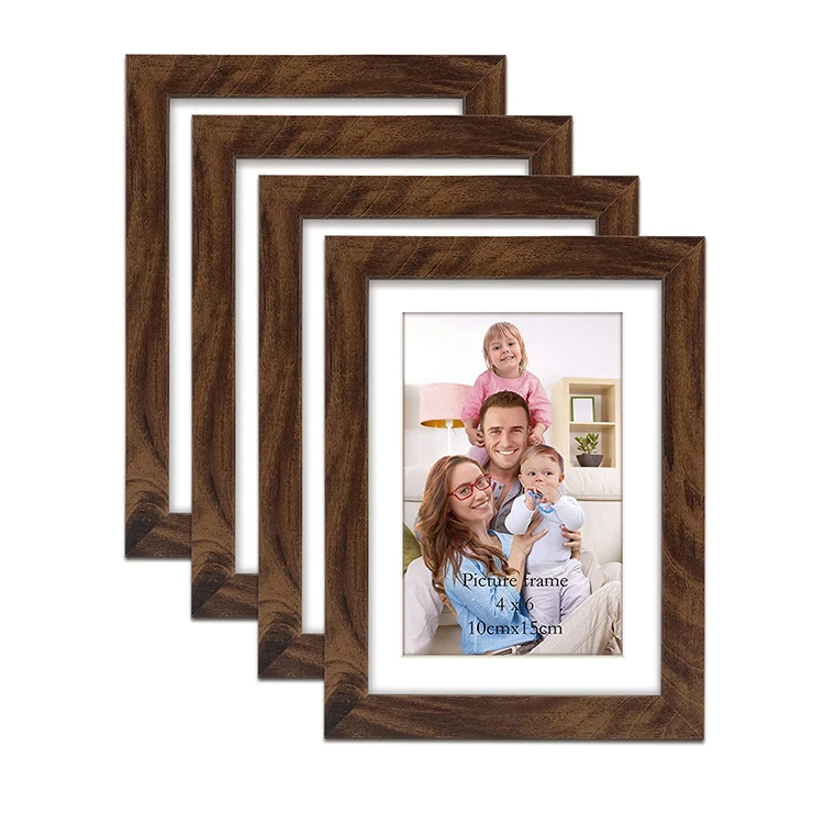 Factory Price Wall Desktop Collage Poster Picture Frame Sets Rustic Wood Photo Frames with Mat