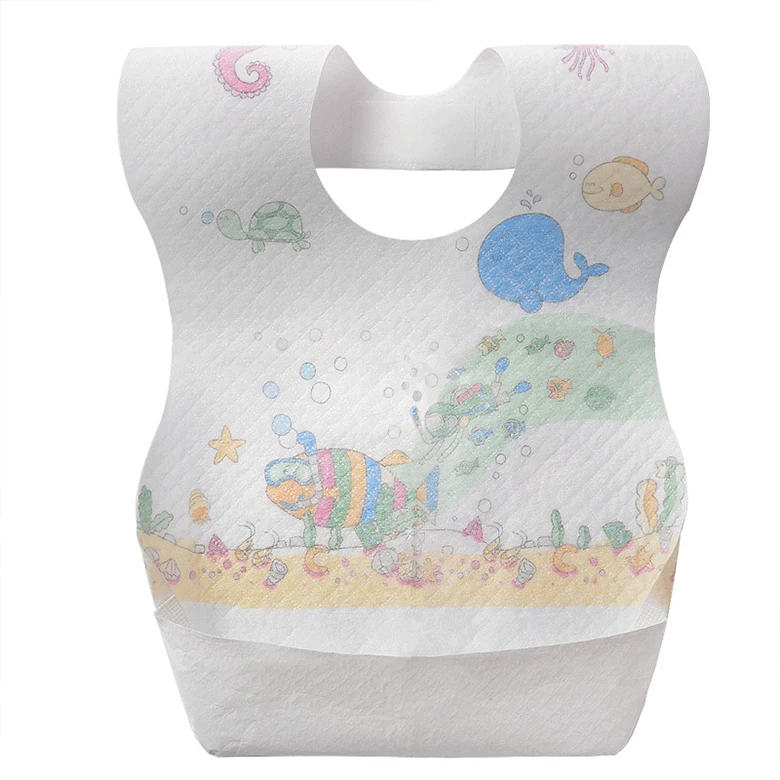 comfortable waterproof fancy free sample wholesale baby disposable coverall bibs for eating