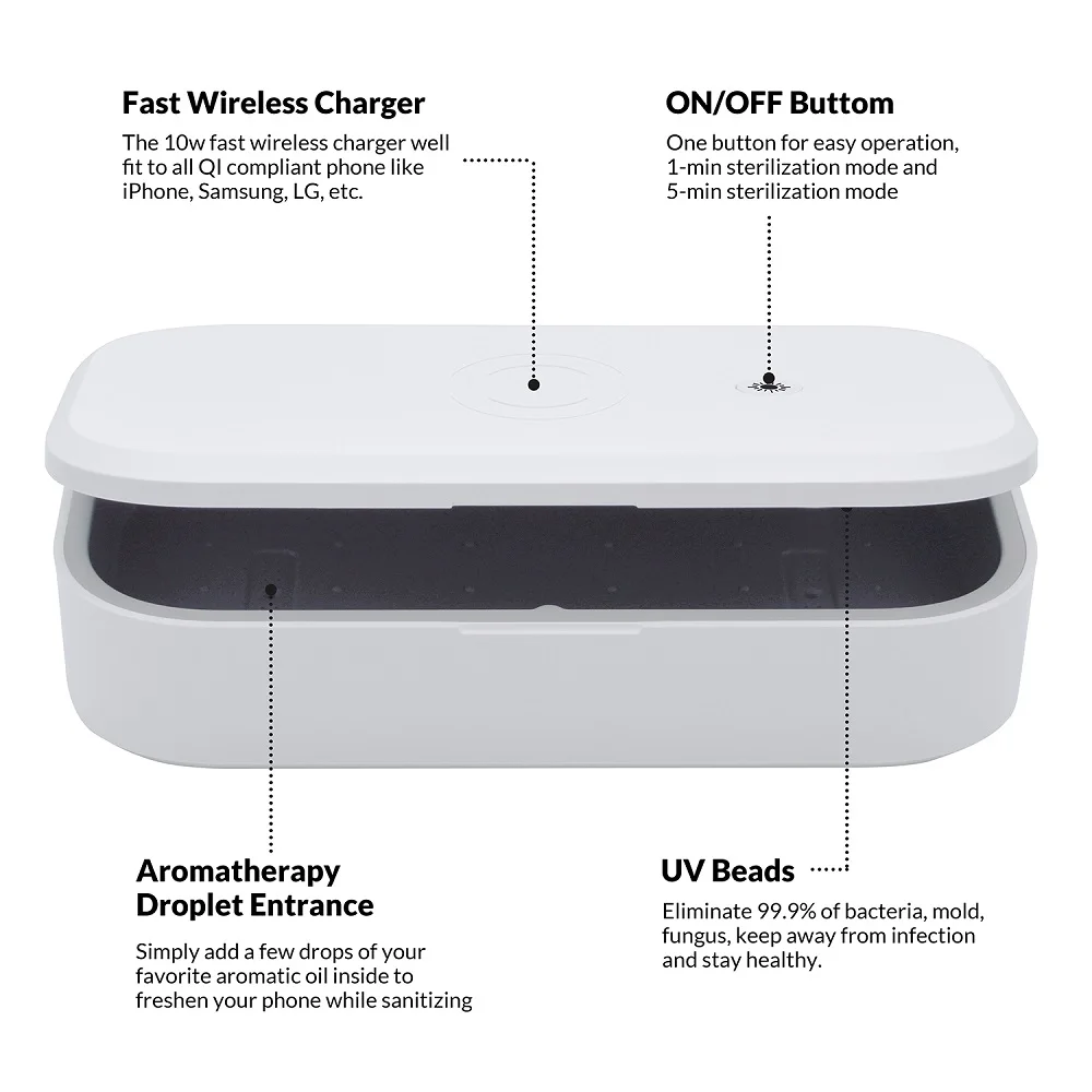 
Mobile phone sanitizer case uv disinfector sterilizer for smart cell phone wholesale portable uv sterilizer box with charge 