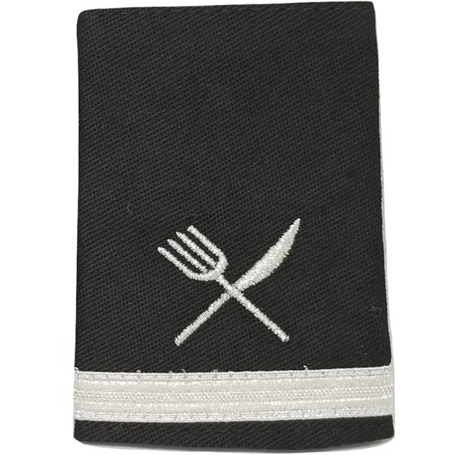 Shoulder Boards Epaulets Silver Knife And Fork & One Bar Military Uniform navy Officer Sliver  Embroidery Shoulder Board