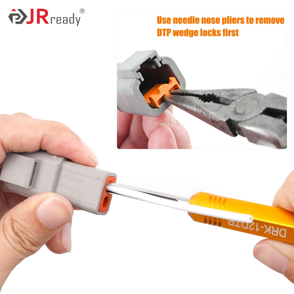JRready DRK-12DTP Insertion Tool For Deutsch 12# Solid Contact,Terminal Removal Tool Aviation Plug Rectangular Connector Pin