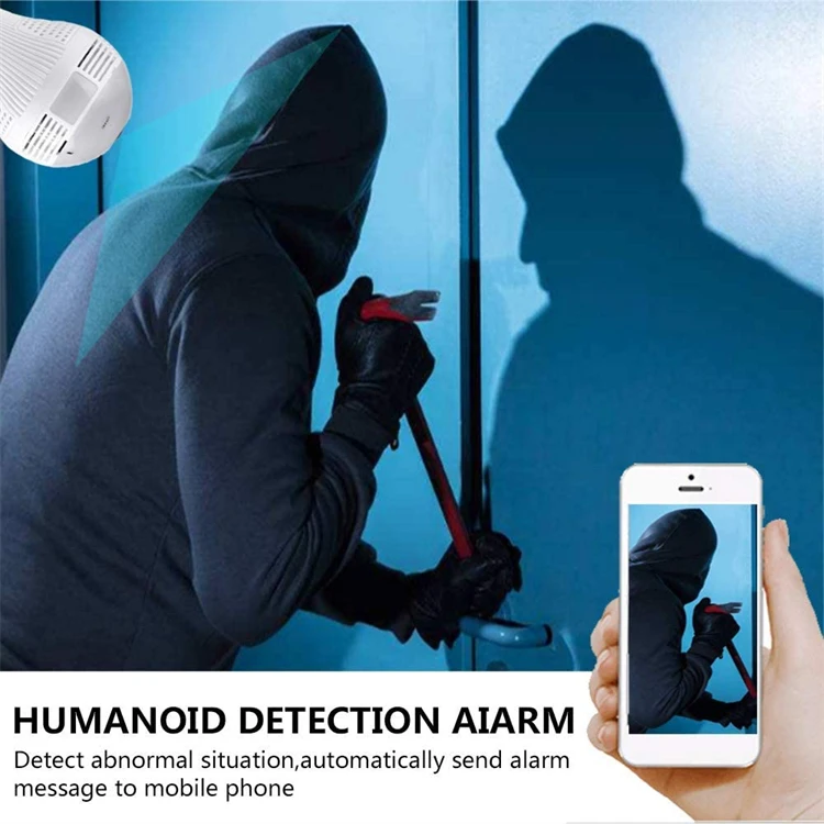 Fisheye IP Camera HD Two Way Audio 360 Degree Panoramic Wifi Light Lamp Bulb Fisheye CCTV Wireless Smart Camera support TF Cards