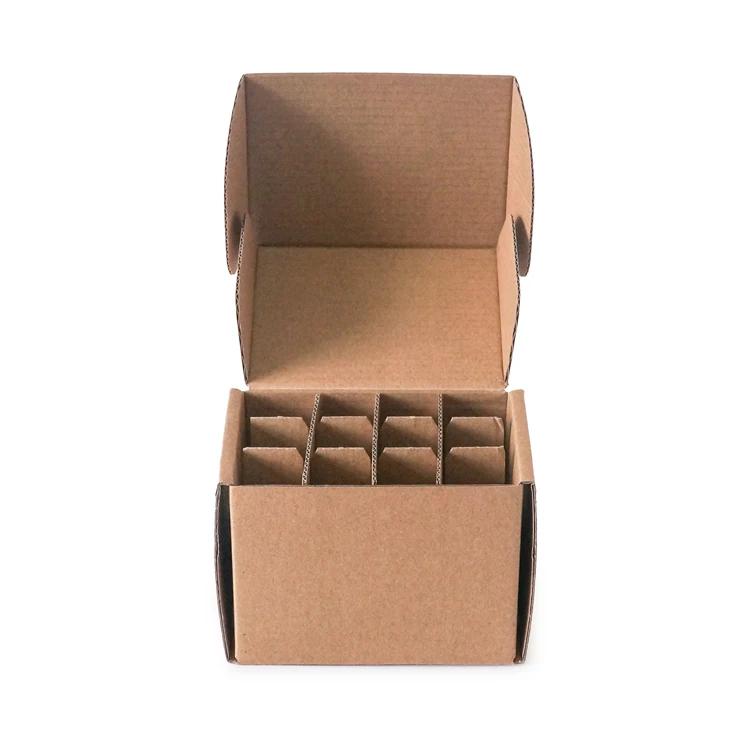 Wholesale Corrugated Paper Die Cut Cardboard Candle Wine Bottle medium large Shipping Box with Inserts Dividers