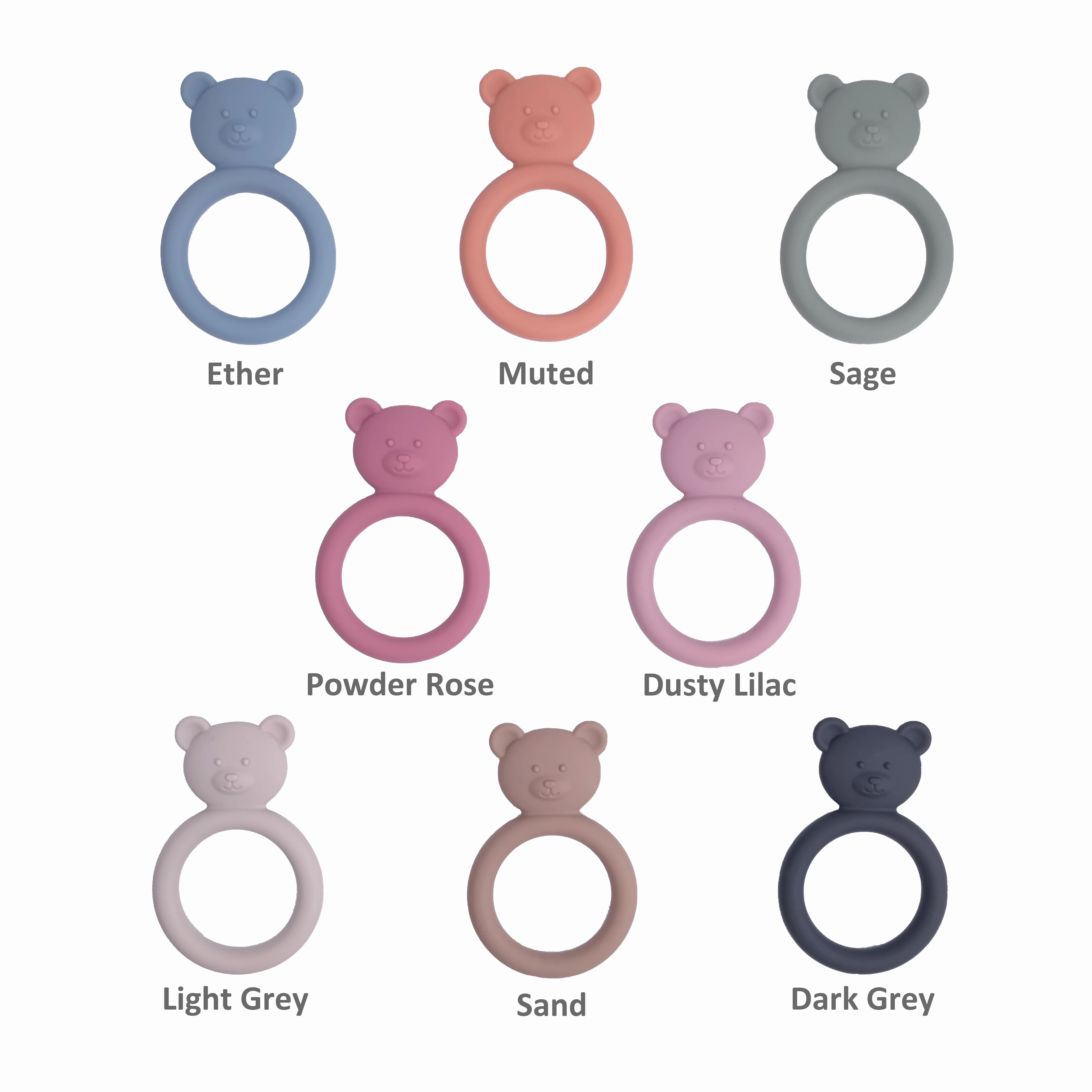 Wholesale BPA Free Silicone Baby Chewable Teether Multi-Textured Baby Teething Toy Bear Ring