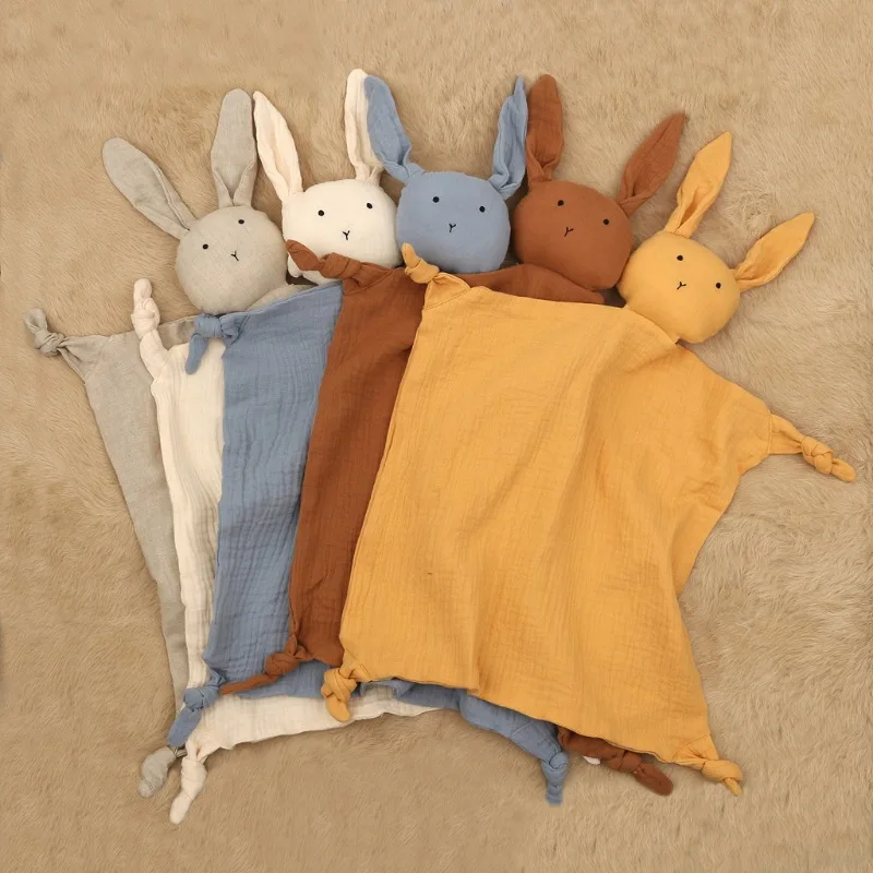 hot selling Little rabbit gauze comforter, various animal shaped saliva wipes, can also be used as baby sleeping dolls