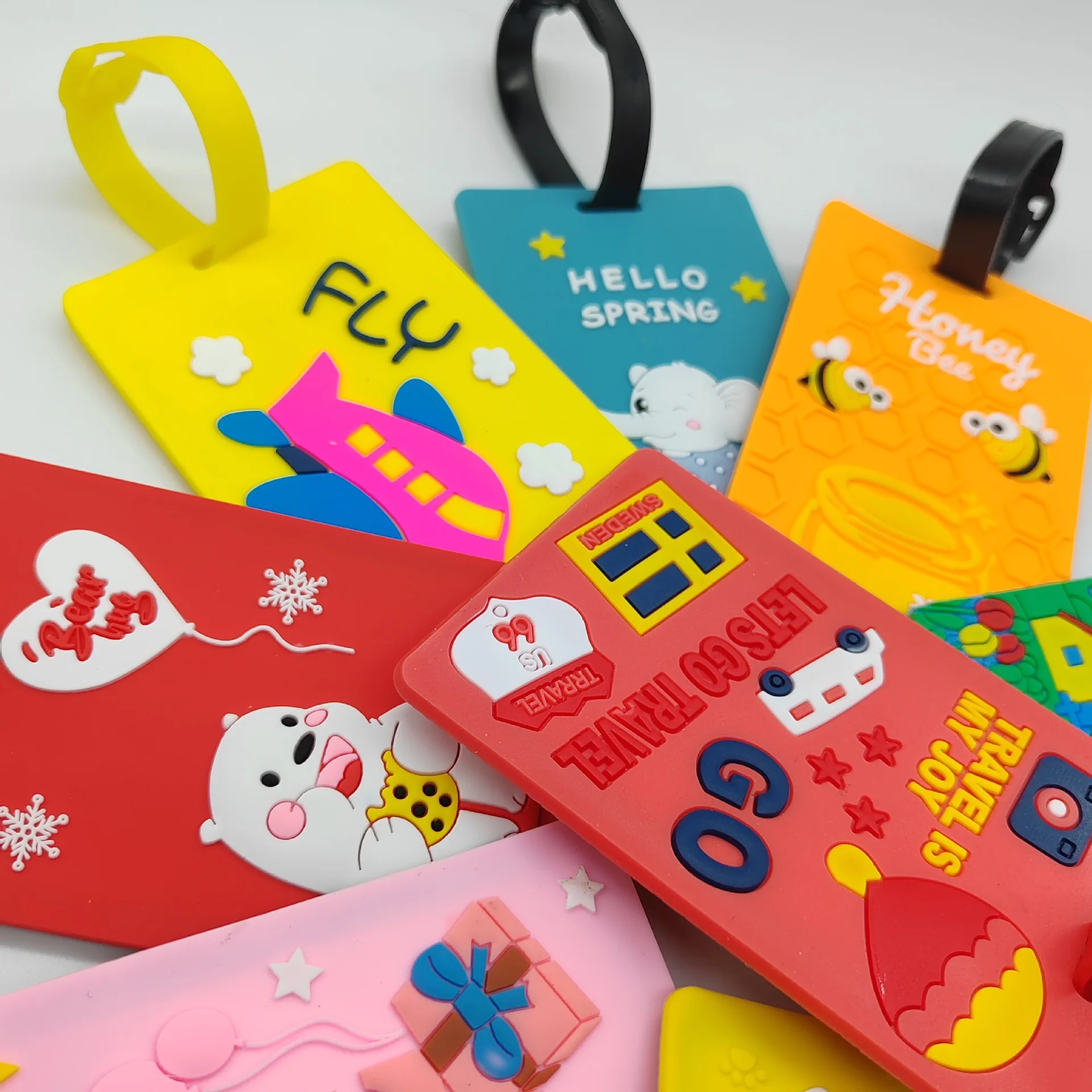 Personalised Custom 3D Logo Travel Suitcase Baggage Tags Soft PVC Luggage Tag