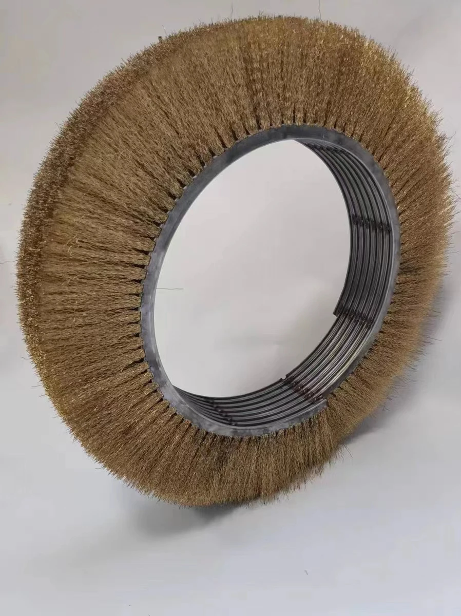 Custom Assemble Polishing Brass Wire Double Stainless Steel Belt Spiral Roller Brush with Shaft
