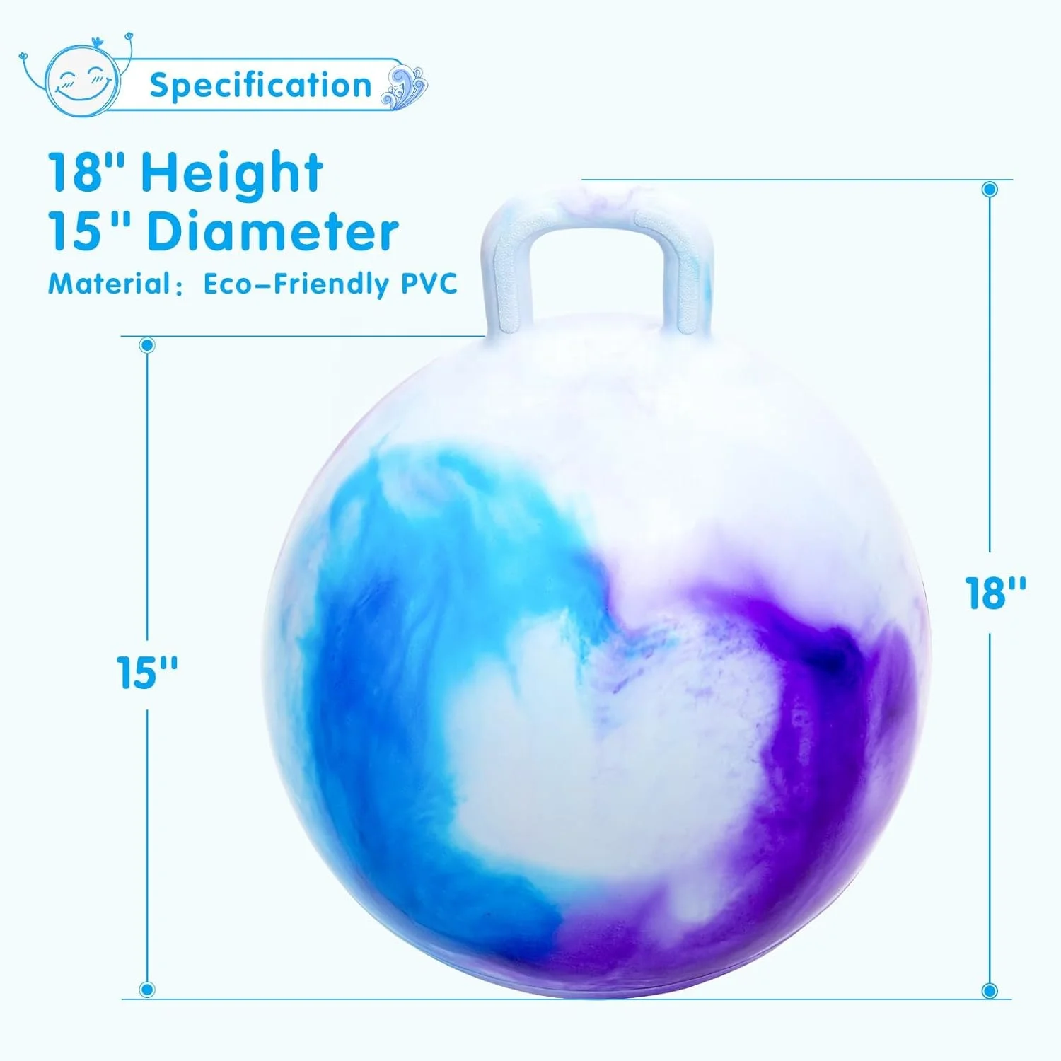 Hoppity Hop Ball,Bounce Ball, Jumping Hopping Balls for Kids Ages 3-6, 18in