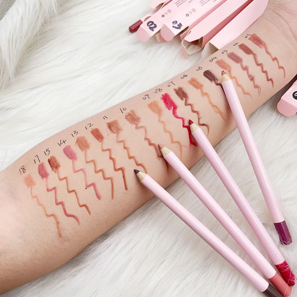 Luxury 24 colors lip liner private label vegan pink waterproof lip liner pencil  Lip Liner With Sharpener