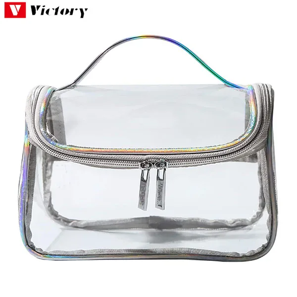 Transparent nylon makeup pouch pvc clear custom cosmetic bags pvc toilet cosmetic bag clear makeup pouch