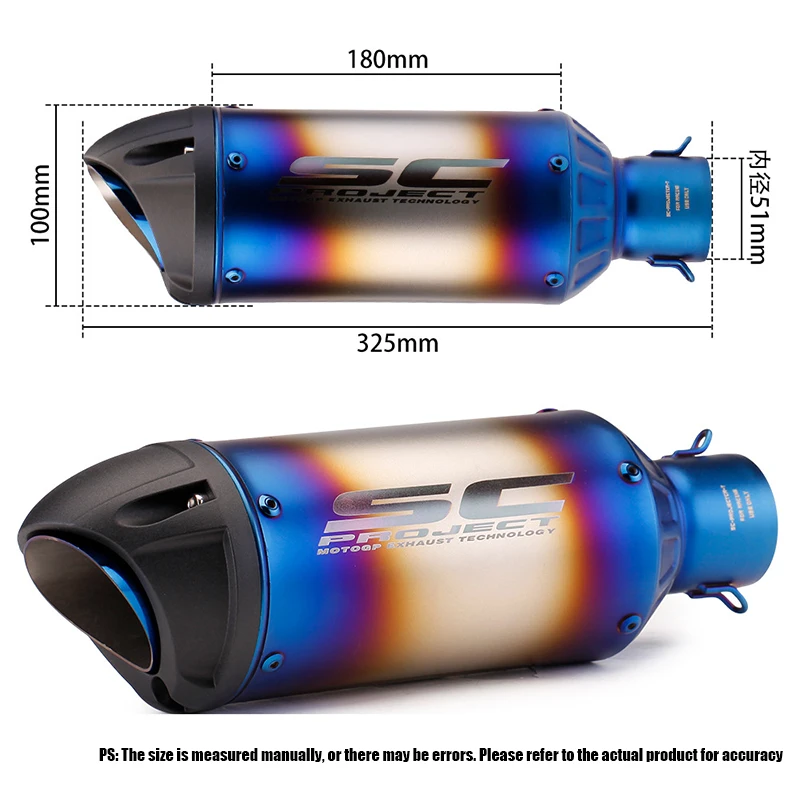 Universal Motorcycle Exhaust System Tube 51MM Motorcycle Exhaust Muffler Stainless Steel Escapes Pipe